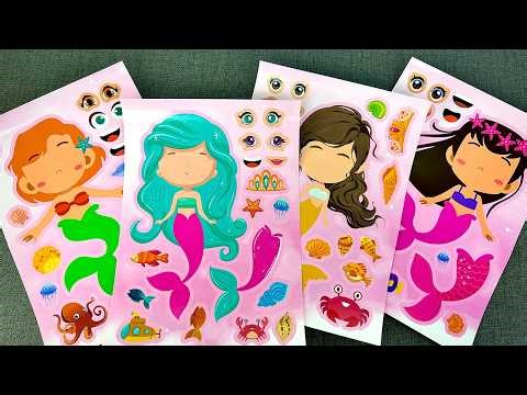 [🎁Paper DIY🎁] Disney Princess & The Little Mermaid Stickers 💗 Moana, Mulan, Ariel, Elsa, Snow White