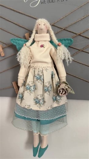 Handmade Tilda Angel Doll: Shabby Chic Floral Decor, Wool Braids - Etsy