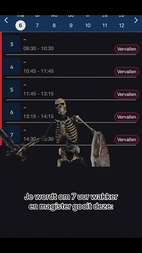 Magister roept je om 7 uur wakker