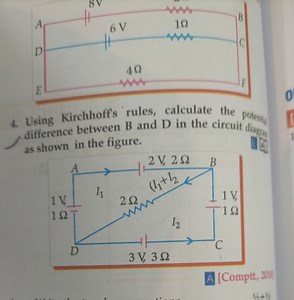 Using Kirchhoff's rules, calculate the potenter difference betw... | Filo