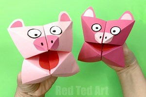 Pig Cootie Catcher Craft - Red Ted Art - Kids Crafts