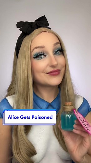 #pov Alice finds a bottle that says “Drink Me” but it’s poison ☠️ #aliceinwonderland #twisteddisney #twistedalice #sfxmakeup