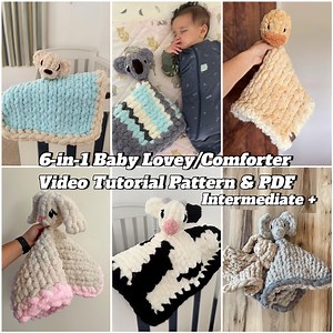 6-in-1 Animal Lovey/comforter / Video Tutorial/ Hand Knit Pattern. Learn How to Finger Knit / DIY, Hand Knitting, Chunky Knit Lovey - Etsy