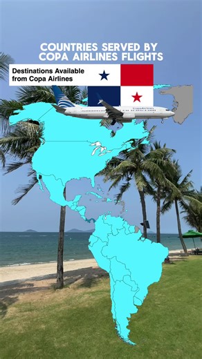Countries which are served by flight routes from Copa Airlines 🛫🇵🇦🛫🌍. Data is sourced from airline websites flight connections where missing. Some flights shown and are seasonal or temporary so may not be available now. #maps #flights #mapping #aviation #panama