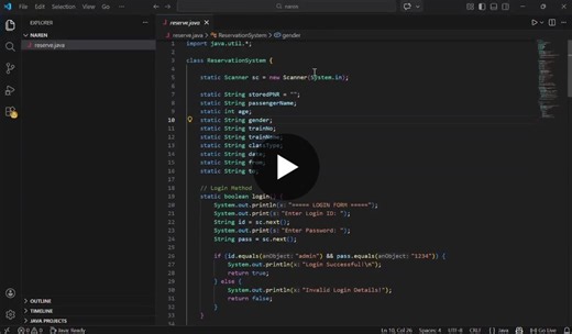 #java #trainreservationsystem #studentproject #jdbc #mysql #programming #developer | Annie Selcia D