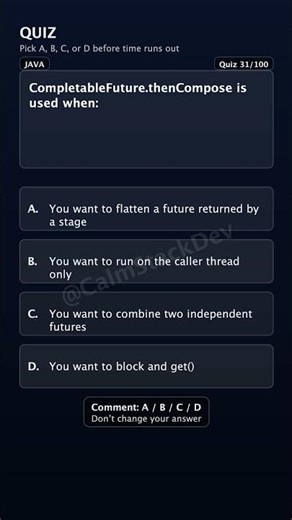 Quiz-131 | When to use CompletableFuture.thenCompose? | #shorts #java #quiz
