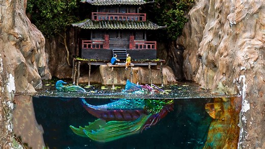Creating a fantasy Japanese house diorama: sculpting rocky mountains & mystical fish