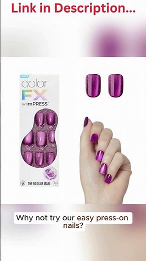 KISS imPRESS No Glue Nails – Stunning Dark Pink Color FX Press On Manicure No More Messy Glues!