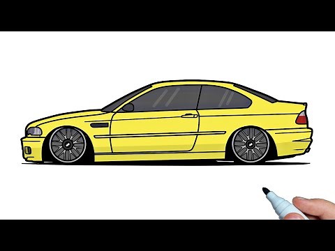 How to draw a BMW M3 E46 step by step (on the side)
