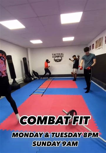 Our Combat Fit class is designed to improve all of your abilities as a fighter. From Ground & Pound to Striking, Kicking & Takedowns. We designed our class to cover all aspects including focus, hand to eye coordination, accuracy, power, resistance, mobility & stamina. Each class is differen, engaging & fun. Join us on Monday & Tuesday 8pm and Sunday 9am 💪🏼 At Tactical Athletic Gym we have a variety of classes and personal training options. Weightlifting, weight loss, strength & conditioning, M