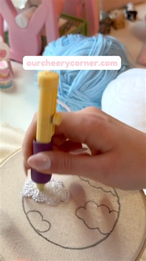 Head to ourcheerycorner.com to grab a kit! 🧸☁️#punchneedle #diykit #crafts #craftkit #hobbies