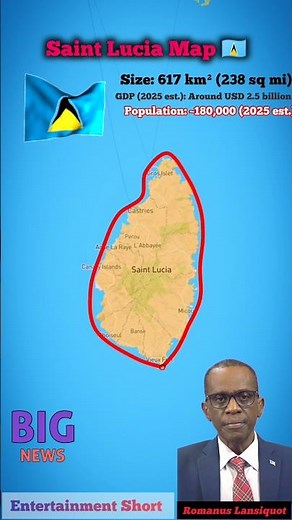 Saint Lucia Map 🇱🇨 Saint Lucia Country Population: ~180,000 (2025 est.) #saintlucia #map #history