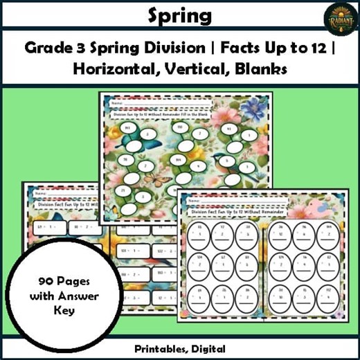 Grade 3 Spring Division Math Fact Fluency 12 Remainder Place Value Logic