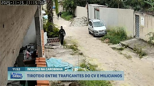 Criminosos ligados ao Comando Vermelho da Vila Kennedy e do Complexo do Alemão foram vistos tentando invadir a comunidade da Carobinha, em Campo Grande, dominada por milicianos. #BalançoGeralRJ 📽️ Reprodução/Record Rio | Tino Junior