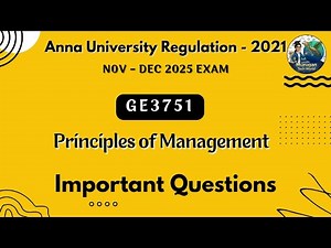 GE3751 Principles of Management important questions in tamil||Anna University regulation 2021.