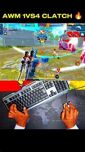 1VS4 💪 AWM Impossible Clutch Good Gameplay 🔥#shorts #freefire