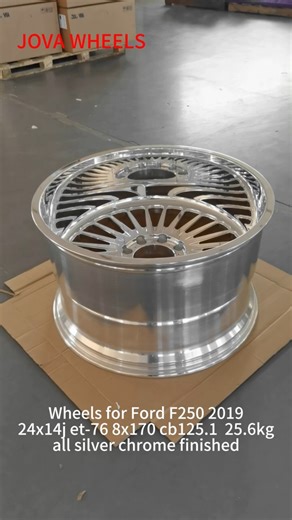 Chrome off road rims for Ford F250 2019, 24x14j ET -76 8x170 deep dish wheels made at JOVA WHEELS