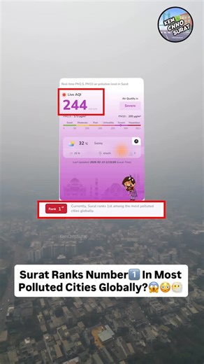 Kem Cho Surat | Rank 1 In Most Polluted City?😱😳😷 Please Stay Safe , Wear Mask & Goggles While Driving! Follow @kemchhosurat For More! According to... | Instagram