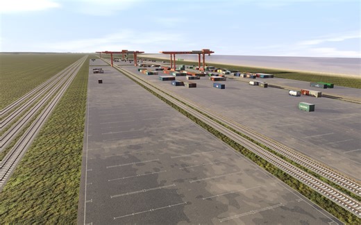 新添集装箱货场布局 自制地图The Faithful Town 模拟火车TRS2019