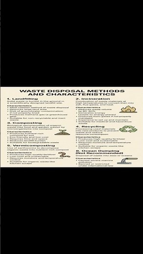 ♻️ Waste Disposal Methods and Their Characteristics Explained Simply