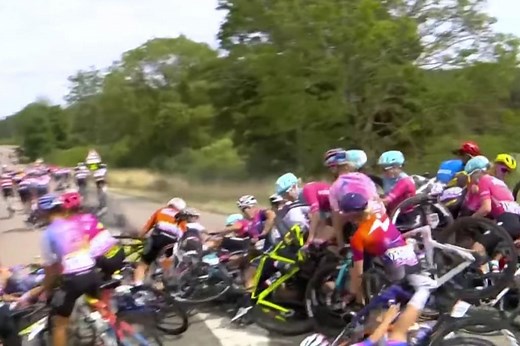 Watch: First female Tour de France descends into chaos after massive pileup