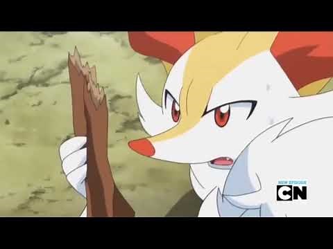 Braixen breaks her stick while battling! (Pokemon XY clip)