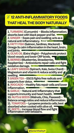 🌿 12 Anti-Inflammatory Foods That Heal the Body Naturally
