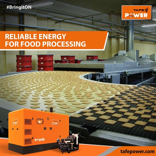 From production lines to packaging, reliable power is key in keeping food processing operations running smoothly. Our generators ensure uninterrupted energy, driving efficiency and quality in every step. #TAFEPOWER #BringItON #PoweringTheWorld #DieselGenerators #UninterruptedPower #SilentGenerators #PowerBackup #ReliablePower #FoodProcessing | TAFE POWER
