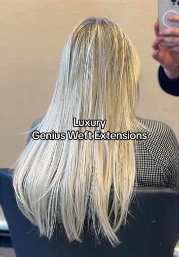 The sign you needed to get new hair extensions that are basically invisible. 😉 Genius Weft extensions are the most comfortable weft on the market. Message me to learn more ✨. Illinois Hair Extension Specliast #hairextensions #fyp #hairtok