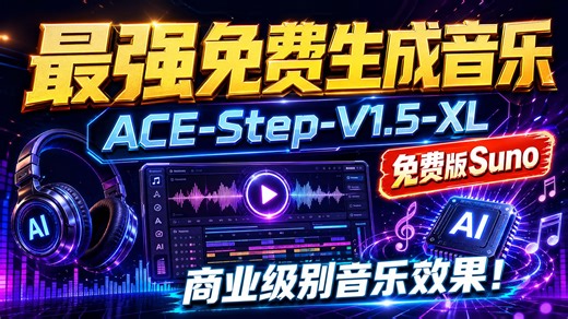最强免费生成音乐，ACE-Step-V1.5-XL，免费版Suno，商业级别音乐效果，最低8G显存可用！