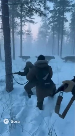 30 Wolves Ambush Hunters in the Snow Real Survival Footage