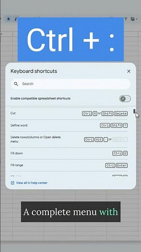 This ONE Shortcut Shows ALL Google Sheets Shortcuts!