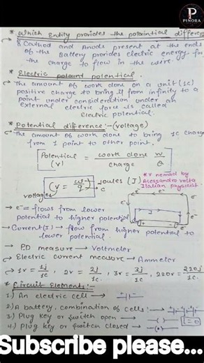 Science [physics] Class 10 chapter :- 2 ( ELECTRICITY) Handwritten Notes #science #notes #class10