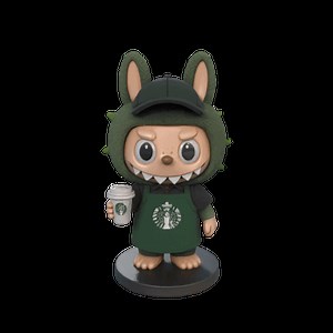 ☕ 3D Model: Labubu Barista with Green Apron and Coffee Cup - Inspired by Coffee Shop Culture