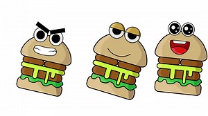 Download animation of cute burger characters that move for free