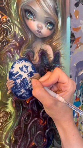 Here I am finishing “Gatekeeper” - the cover for Issue Two of our Death & the Maiden comic David Van Gough ! Be sure to go here - https://www.kickstarter.com/projects/drenproductions/death-and-the-maiden-issues-1-2 and select "Notify Me On Launch" (that's free and helps us A LOT) This is an acrylic painting on wood by myself and David the original painting itself will debut next June, 2026 at COREY HELFORD GALLERY for our massive solo (duo?) show, it’s going to be amazing! The KS will also inclu