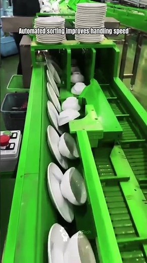 Automatic cup and saucer sorting process using conveyor system in ceramic production line