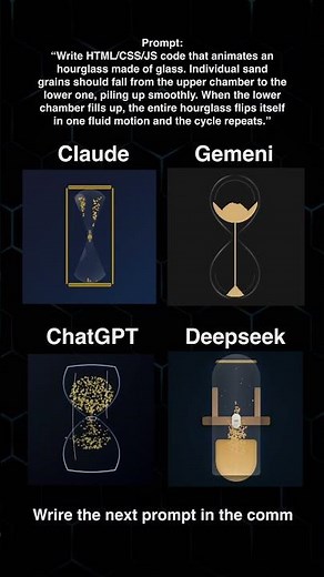 6 ChatGPT vs Gemini vs DeepSeek vs Claude — Glass Hourglass Animation Battle (HTML/CSS/JS)