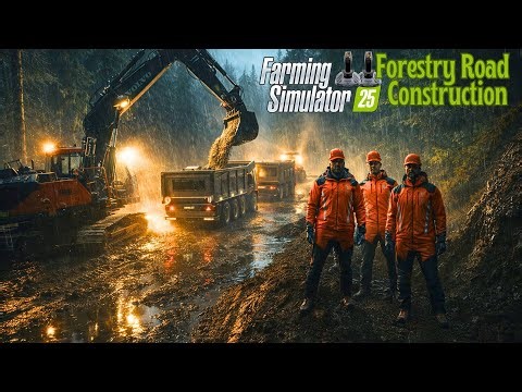 We Built a 2KM FORESTRY ROAD in a RAINY NIGHT 🌧️🛣️ | Viking Crew Hardcore Build | FS25