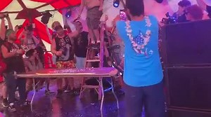 Flying elbow drop onto thumbtacks table ( ICP GATHERING OF THE JUGGALOS STYLE ) | Super humman