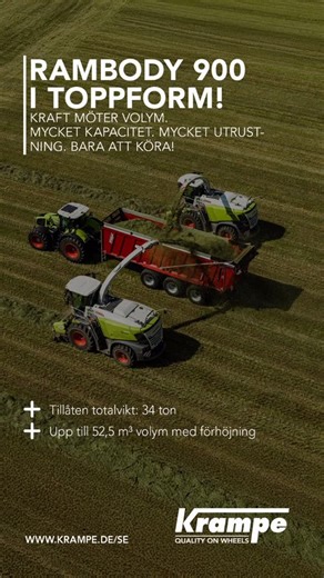 Krampe Sverige on Instagram: "Rambody 900 🚛 Våra push-off vagnar blir allt mer populära och inte bara vid transport av ensilage 🐮 Rambody används till många olika transporter så som: 🦏 Gräs 🦏 Majs 🌽 🦏 Flis 🪵 🦏 Spannmål 🌾 🦏 Biomassa/ helsäd 🦏 Fastgödsel 💩 En stabil och säker transportlösning med senaste tekniken 🎯 För ytterligare information vänligen ta kontakt med Er närmaste återförsäljare 🤝 #krampe #krampesverige #qualityonwheels #krampeworldwide #meränenvagn"