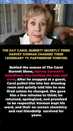 The day Carol Burnett secretly fired Harvey Korman changed their legendary TV partnership forever.