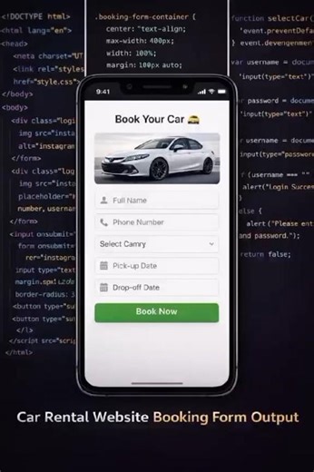 Car Rental Booking Form using HTML & CSS 🚗 | #coding #shorts #bootstrap