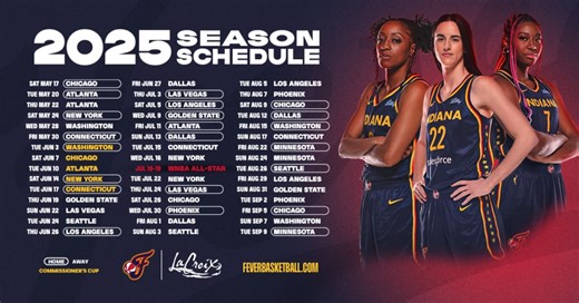Indiana Fever Announce 2025 Regular Season Schedule