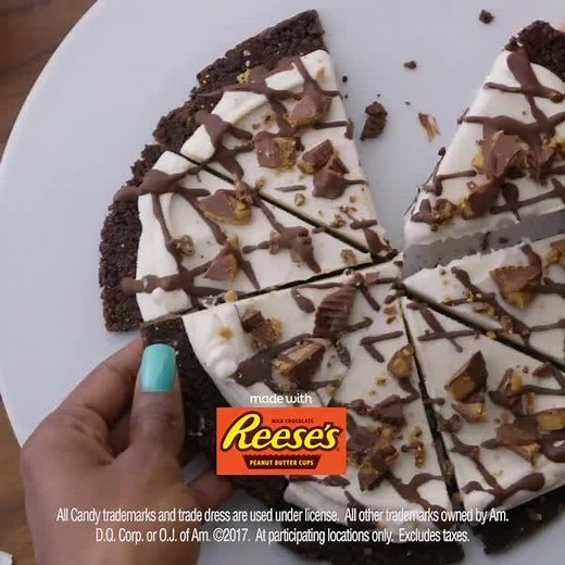 Take a trip to DQ for a DQ TREATZZA PIZZA. Fudge & crunch crust, world famous soft serve and sweet candy topping including Reese's or Heath. | Dairy Queen