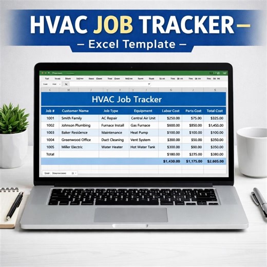 HVAC Job Tracker Excel Template | Contractor Work Order Log | Service Business Spreadsheet | Instant Download - Etsy Canada