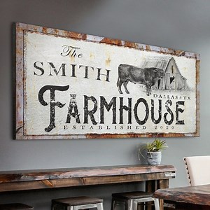Farmhouse Sign | Farm Sign | Cattle Ranch Canvas | Farm Wall Decor | Last Name Sign | Established Sign | Personalized Gift Home Wall Art - Etsy