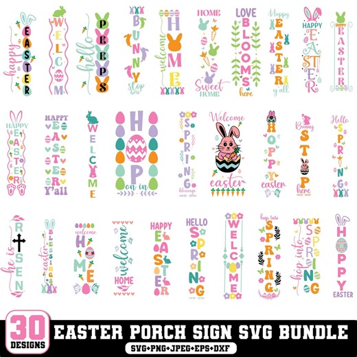 Easter Porch Sign Svg,porch Sign Svg,easter Svg,bunny Porch Sign Svg,spring Porch Sign Svg,vertical Welcome Sign,cricut & Silhouette - Etsy