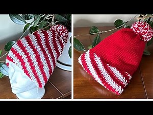 Reversible Candy Cane Spiral Beanie ~ Addi 46 Needle Machine