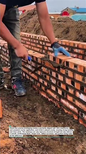 Perfect Brick Laying Technique #construction#bricklaying #satisfyingbuilds